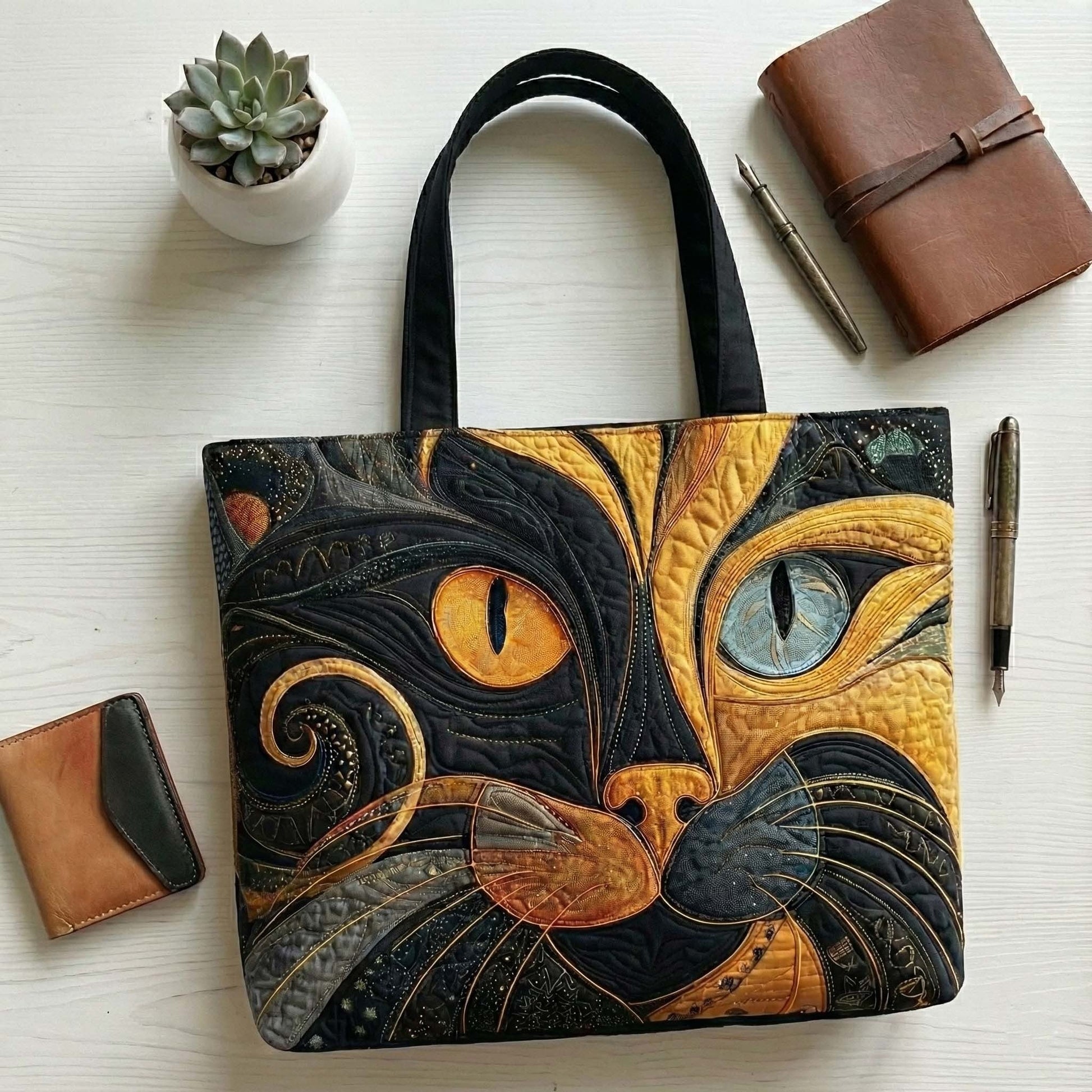 Catitude Quilted Tote Bag