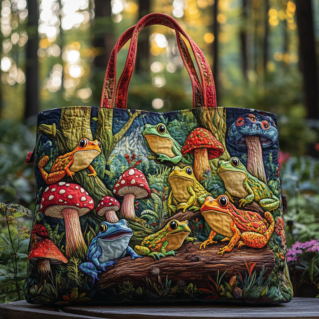 Lucky Frog Quilted Tote Bag