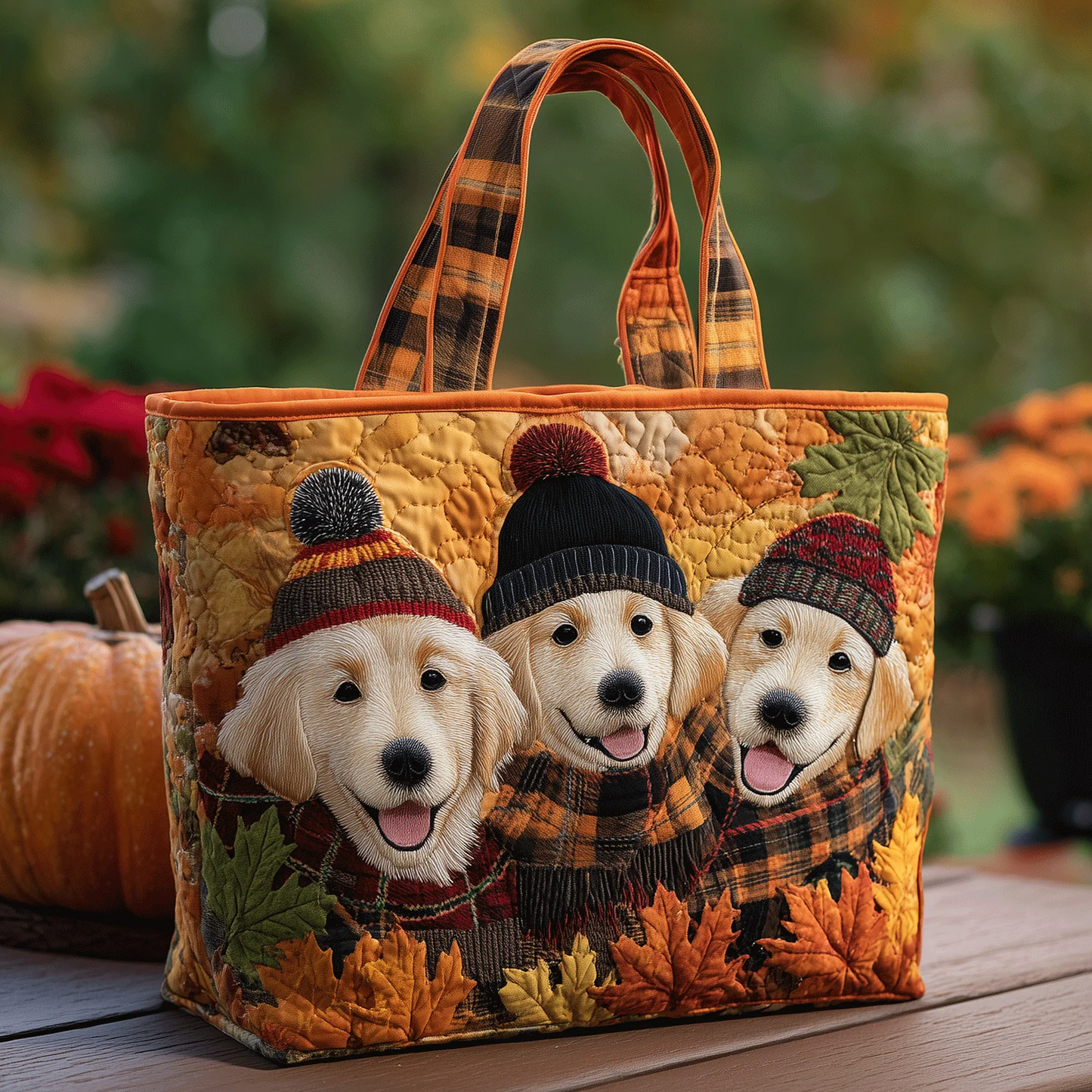Cozy Golden Quilted Tote Bag