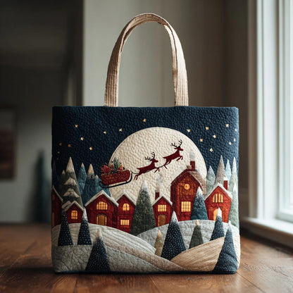 Flying Santa Claus Quilted Tote Bag
