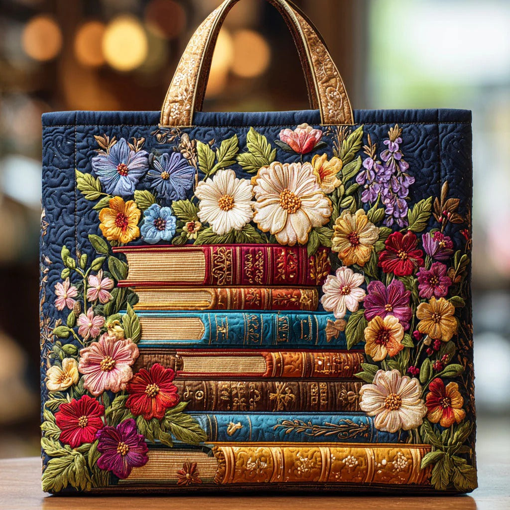 Blooming Pages QuiltedTote Bag