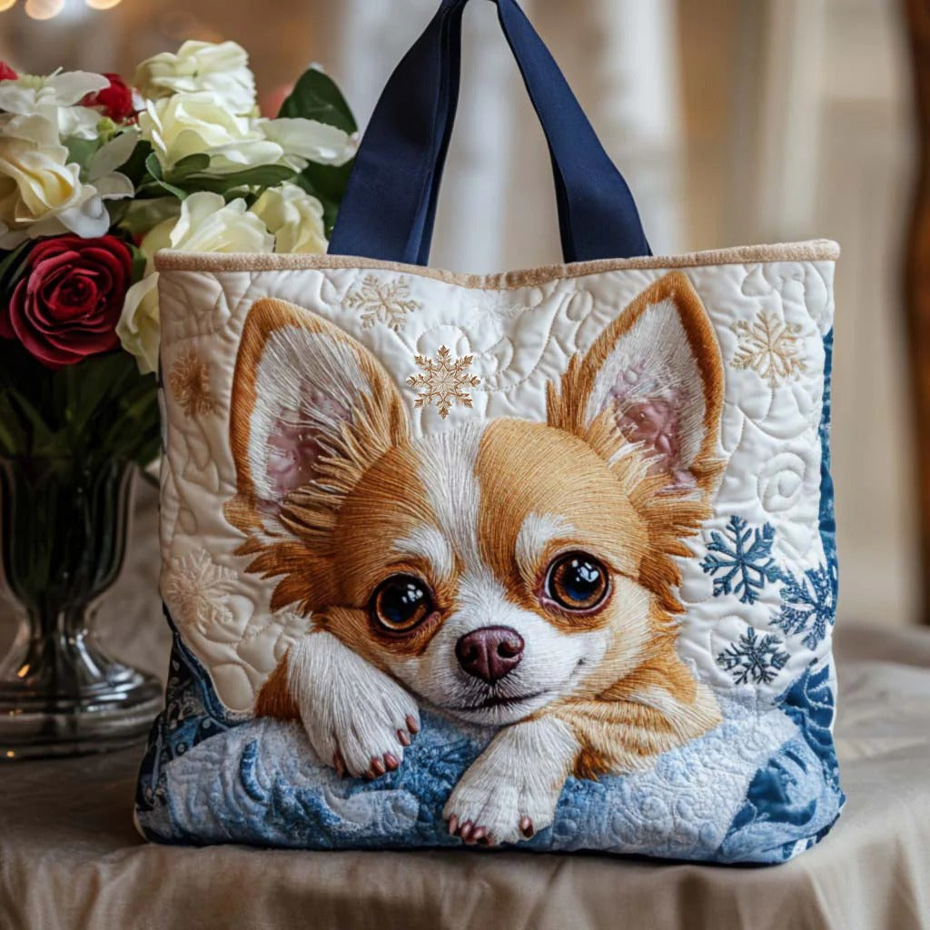 Sweet Chihuahua Quilted Tote Bag