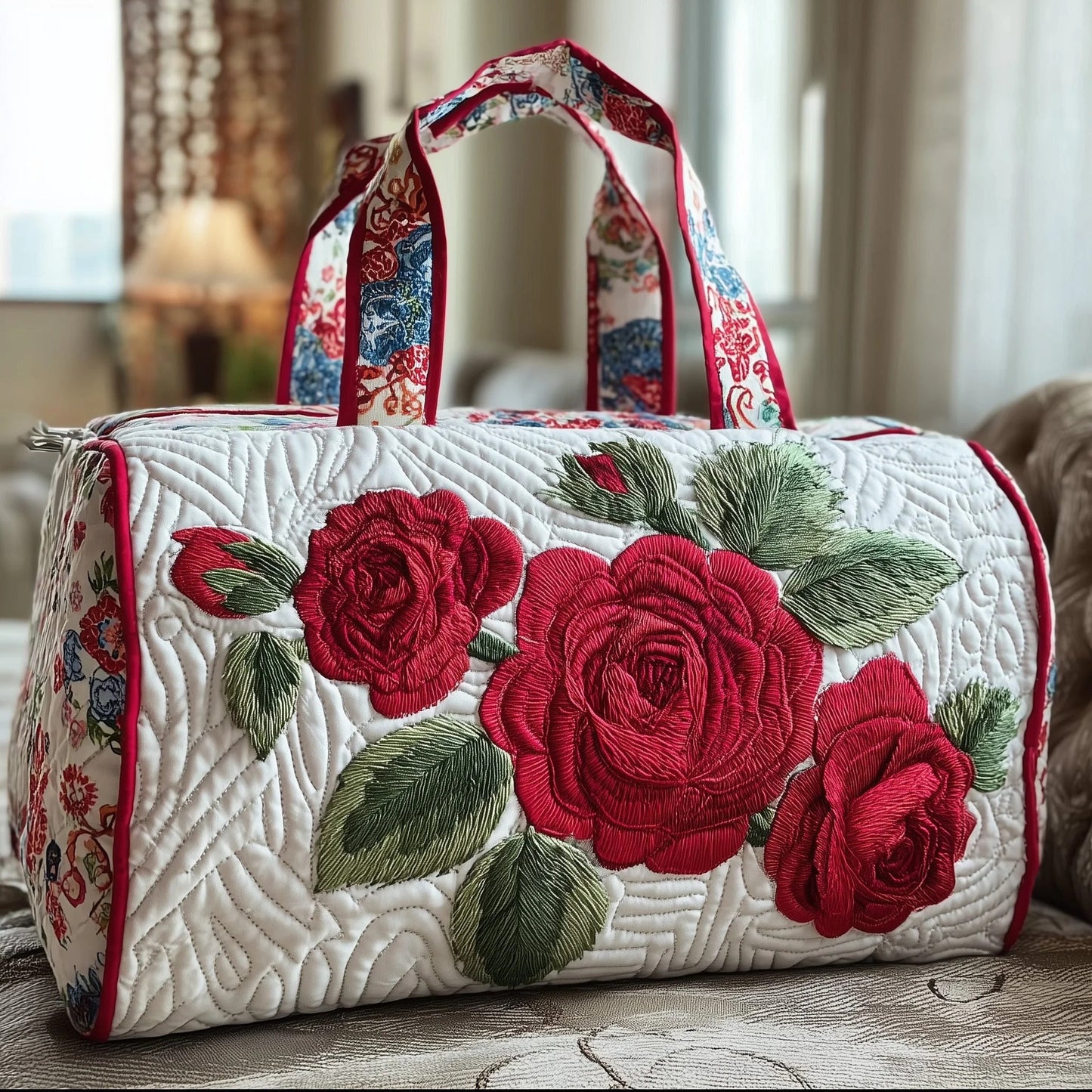 Rose Quilted Duffle Bag