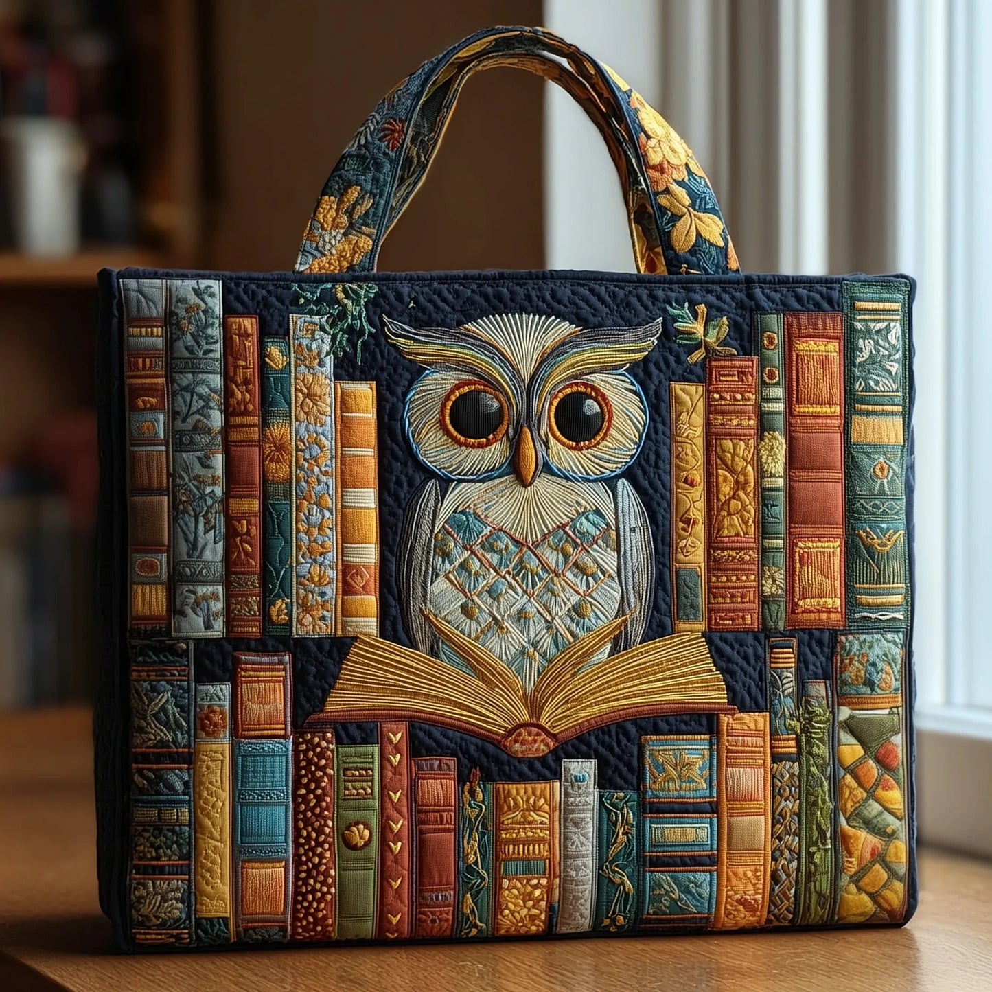 Owl Book Quilted Tote Bag