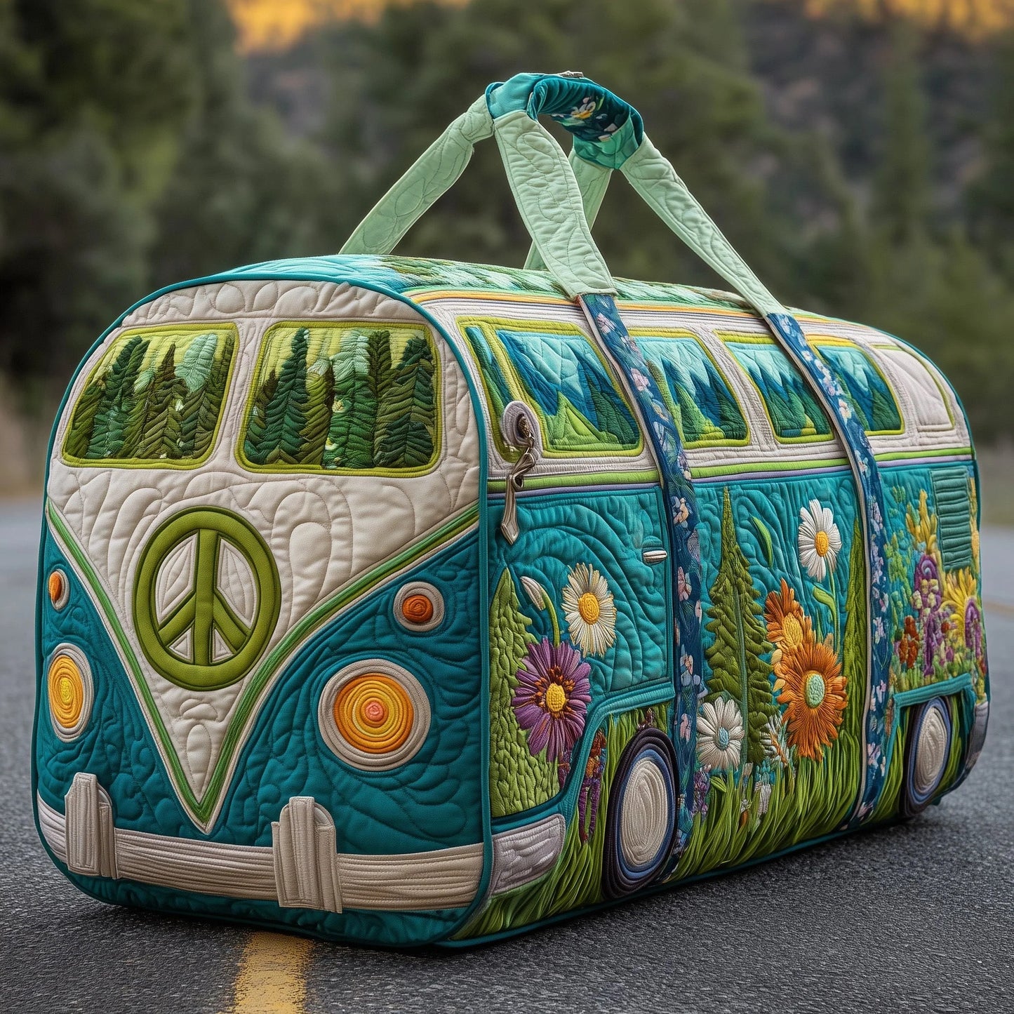 Hippie Van Quilt Duffle Bag Quilted Duffle Bag