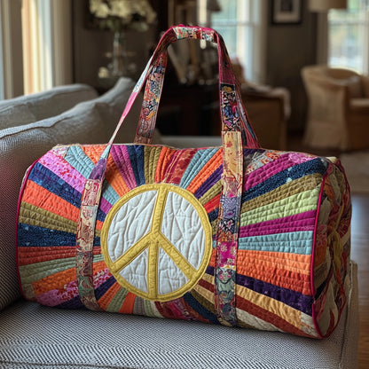 Peace Sunburst Quilted Duffle Bag