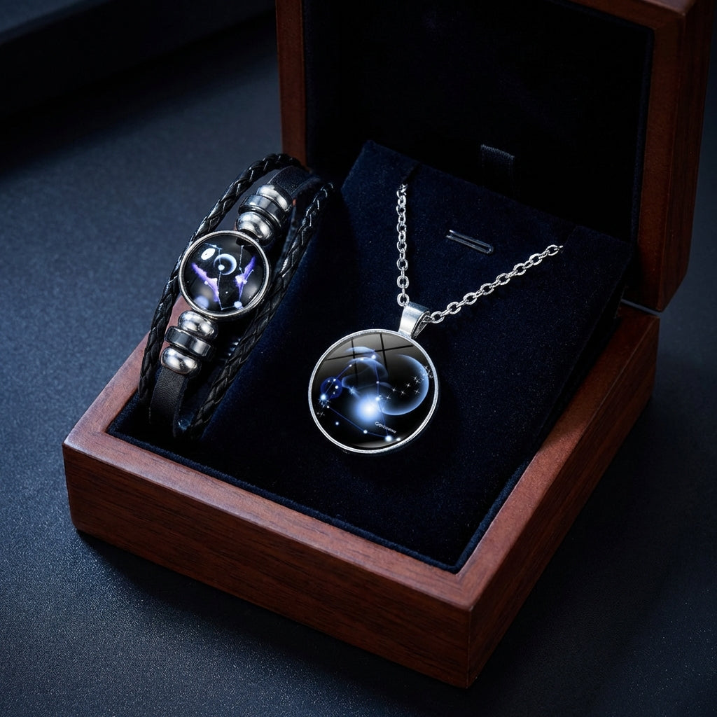 Zodiac Crystal Set - Pendant + Bracelet + Gift Box